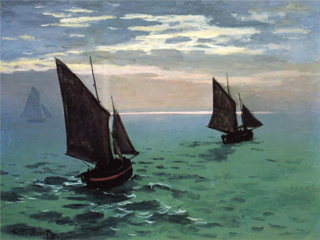 Fishing Boats at Sea - Claude Monet Paintings